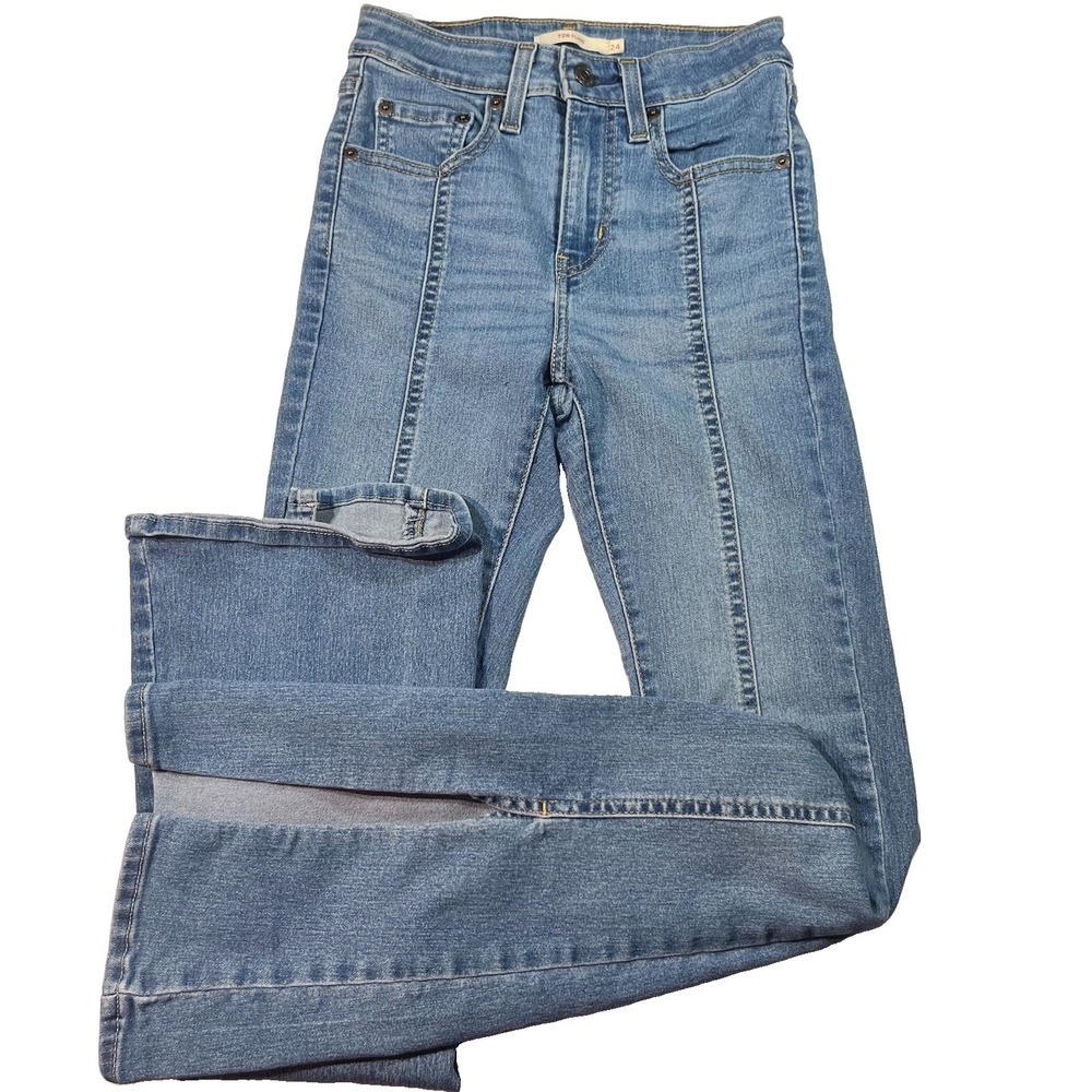 Levi's 726 Flare Jeans Women's 24x32 Medium Wash Stretch High Rise Split Flare